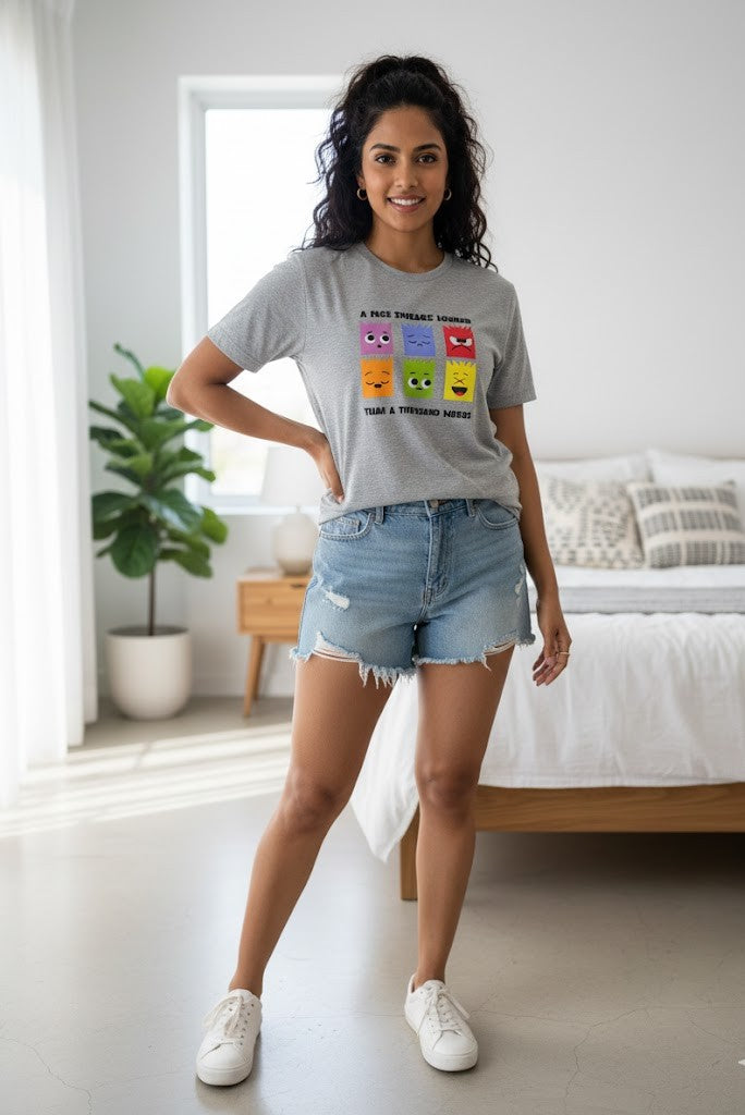 Women's Premium Heather Grey Graphic T-Shirt.