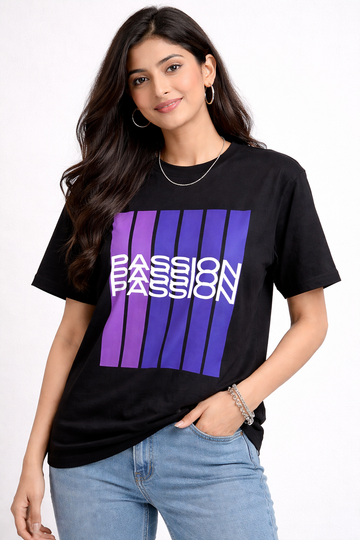 Women's The Passion Gradient Oversized Black Tee