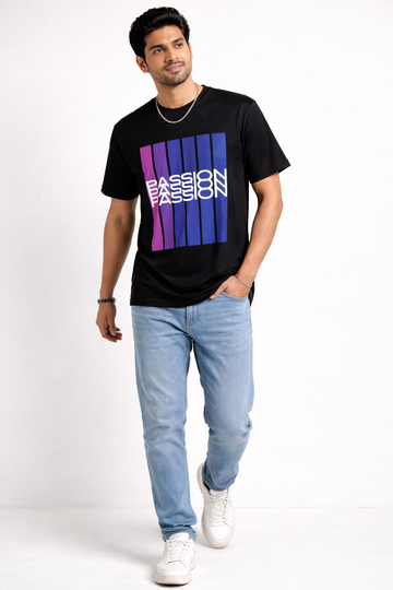 Men's The Passion Gradient Oversized Black Tee