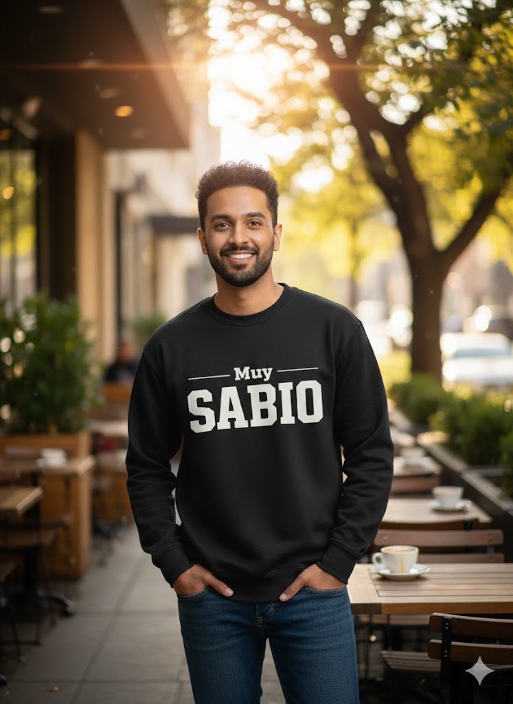 Buy Sabio Men's Black Sweatshirt  | Regular Fit Warm Winter Pullover with Ribbed Cuffs & Hem