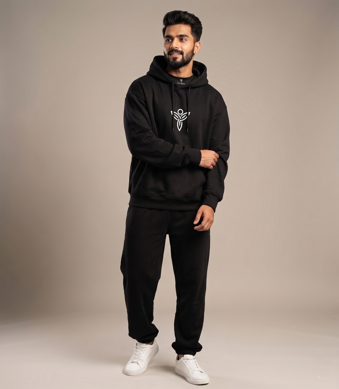 Men's Classic Black Cotton Fleece Hoodie