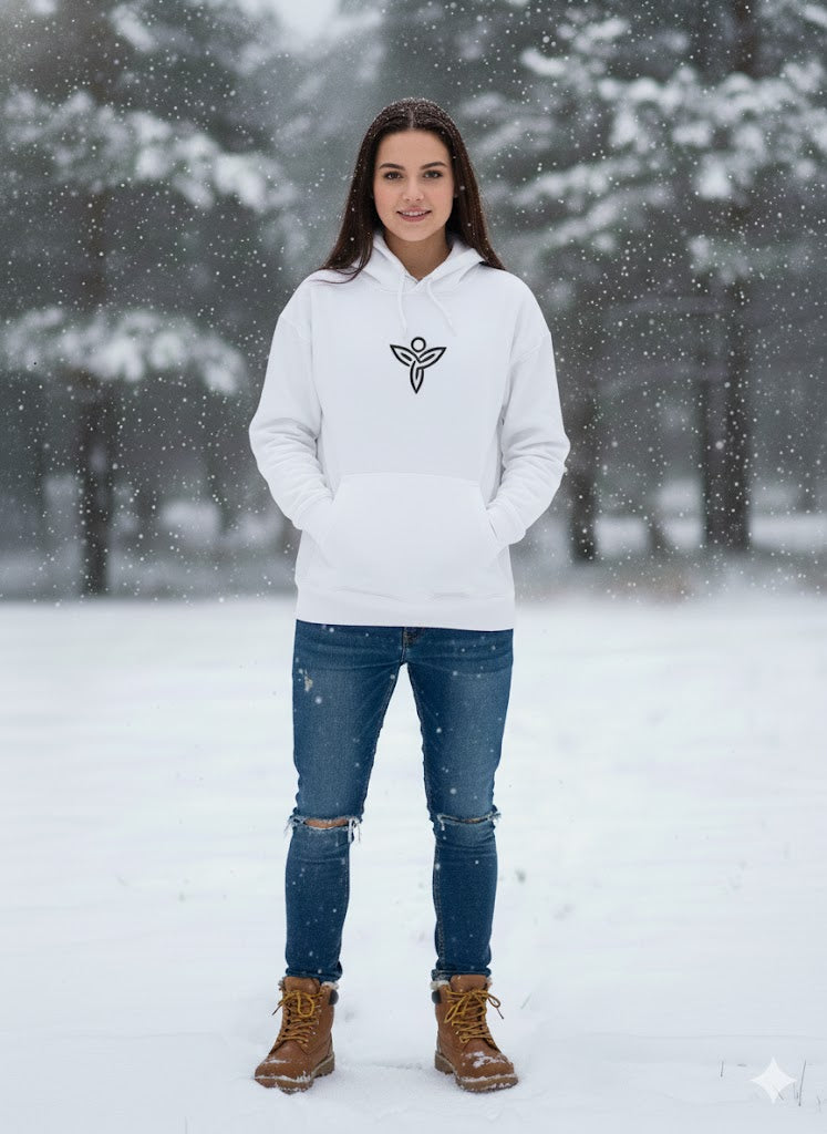 Sabio's White Cotton Fleece Women's Hoodie – Warm Comfort Fit Winter Pullover