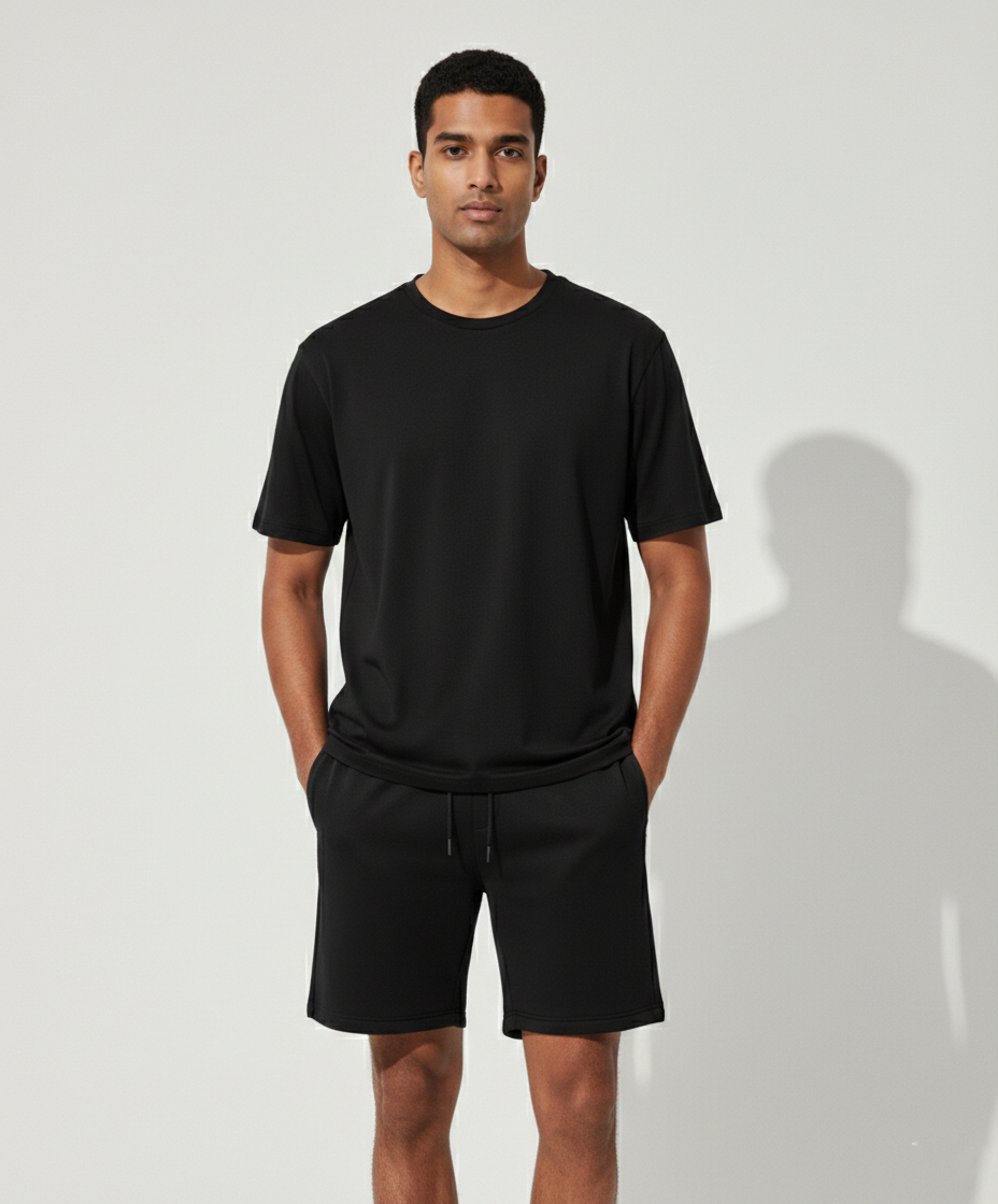 Men's Casual Comfort: The Essential Black Co-ord Set