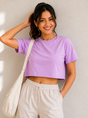 The Everyday Cotton  Crop Tee | Lavender Lilac