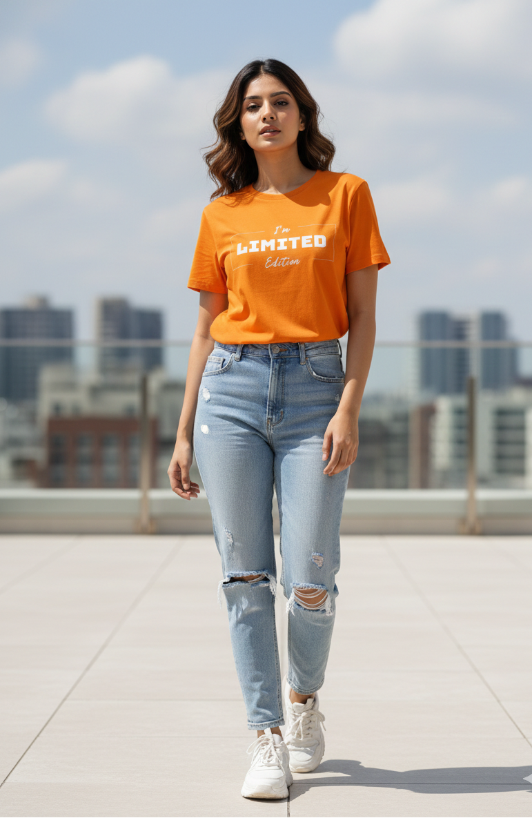 Women's The Essential Regular Fit orange T- shirt