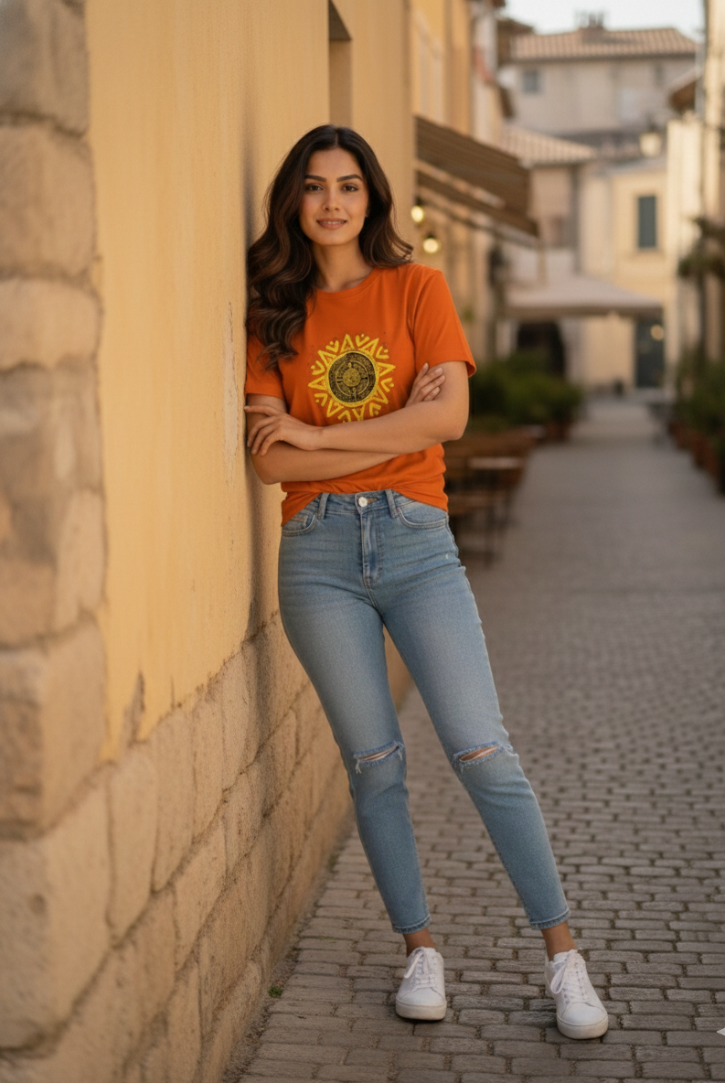 Women's Electric Orange Oversized T shirt