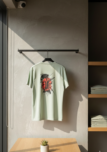 The Sage: Light Green Oversized T Shirt | Samurai print