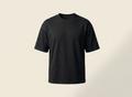 Three-dimensional ghost mannequin view of The Sabio black boxy drop-shoulder streetwear t-shirt.