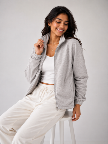 The All-Weather Women's Zipper Sweatshirt - Heather Grey